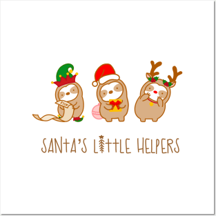 Cute Christmas Santa’s Little Helper Sloths Posters and Art